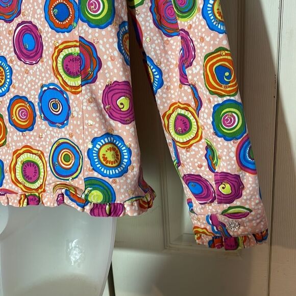 Redd Jeans Vibrant Sequin Pink Denim Jacket Large Circle Pattern 10 - Picture 13 of 16